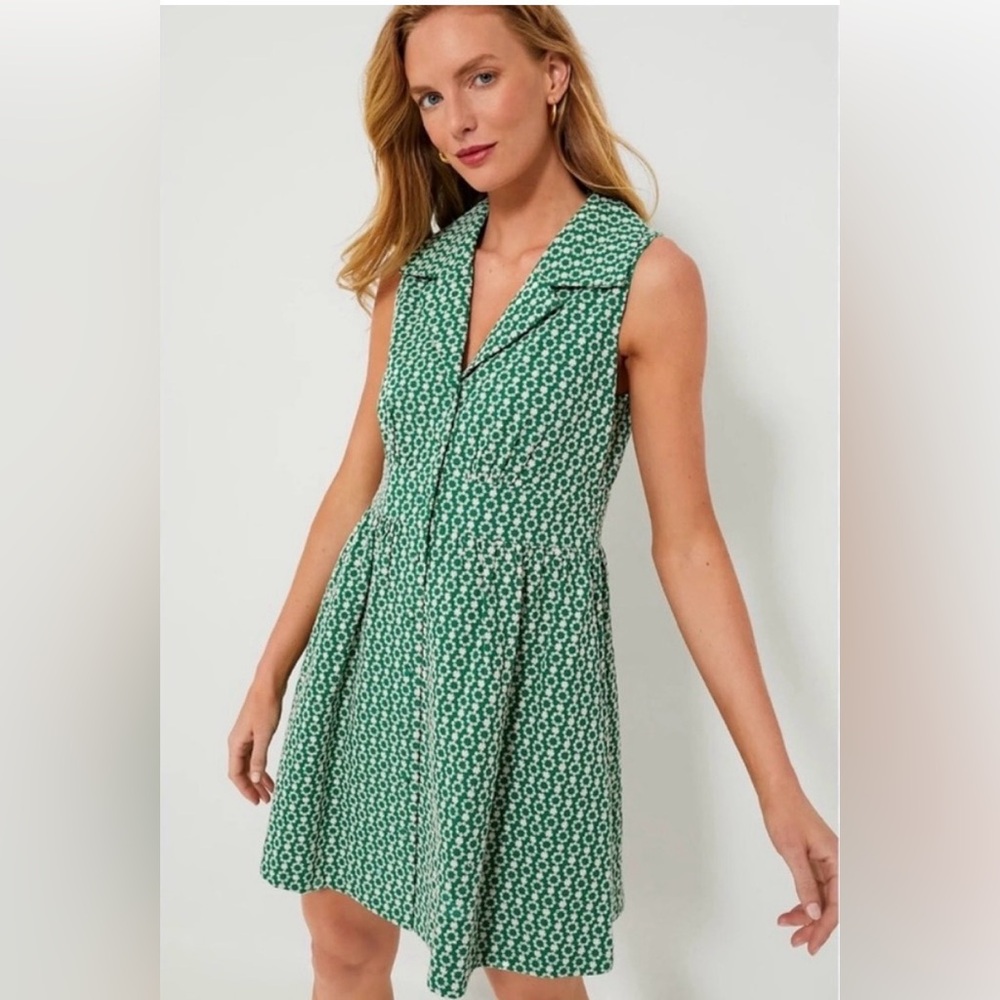 Pomander Place Green Geometric Collared Mini Dress